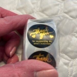 New In Plastic Roll of 500 Thank You Stickers, Size 1 inch!